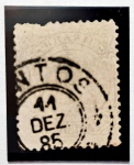 Brasil 1885  Carimbologia  Cabecinha 100 réis com carimbo de Santos 11 DEZ 85