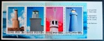 Coreia do Norte, 2004 (3 Fotos) Caderneta completa em formato de livrete da emissão comemorativa Faróis (Lighthouses). O conjunto contém 4 selos novos dispostos em bloco interno, divididos em valores faciais de 3 Won (Farol da Ilha Seokdo), 12 Won (Farol da Ilha Yubundo), 100 Won (Farol da Ilha Changdokdo) e 195 Won (Farol de Amryongdan), totalizando 325 Won. As peças detalham a arquitetura de sinalização marítima na costa leste da península coreana, com arte assinada pelo designer Kim Chol Ung. MINT