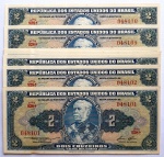 Brasil 1958 2 Cruzeiros 10 Cédulas Sequenciadas C016