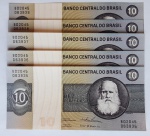 Brasil 1979 10 Cruzeiros 5 Cédulas Sequenciadas C139 FE