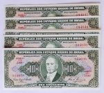 Brasil 1960 10 Cruzeiros 10 Cédulas Sequenciadas C081 FE