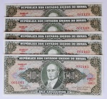 Brasil 1967 10 Cruzeiros 10 Cédulas Sequenciadas C114 SOB/FE (Numeração Bonita)