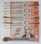 Brasil 1986 50 Cruzados 10 Cédulas Sequenciadas C182 FE