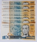 Brasil 1987 100 Cruzados 8 Cédulas Quase Sequenciadas C187 FE