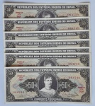 Brasil 1963 50 Cruzeiros 7 Cédulas Sequenciadas C093 FE (Escassa)