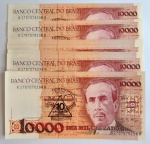 Brasil 1989 10 Cruzados Novos (Carimbo Sobre 10000 Cruzados) 9 Cédulas série 279707 C202 FE