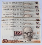 Brasil 1990 50 Cruzeiros (Carimbo Sobre 50 Cruzados Novos) 15 Cédulas C210 FE