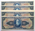 Brasil 1964 100 Cruzeiros 20 Cruzeiros 14 Cédulas Sequenciadas C036