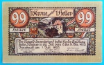 Áustria (Innsbruck / Tirol), 1920. Cédula de emergência (Notgeld) com o curioso e satírico valor de face de 99 Heller  grafado no topo de forma bem-humorada como "1 Krone weniger 1 Heller" (1 Coroa menos 1 Heller). Emitida em 1º de julho de 1920 pela Associação de Colecionadores de Notgeld (Notgeld-Sammlerbund) em Innsbruck, a peça traz no anverso um medalhão central com a vista do castelo de Weiherburg, ladeado por ornamentos detalhados e brasões regionais. O reverso exibe uma imponente e artística ilustração alpina retratando a geleira Zuckerhütl (Zuckerhütl-Gletscher), o pico mais alto dos Alpes de Stubai, emoldurada por ramos florais de Edelweiss e inscrições estilizadas. Uma peça fantástica e indispensável, muito cobiçada por seu valor nominal atípico e pela belíssima homenagem à geografia montanhosa do Tirol