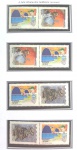 Brasil, 2006 Conjunto da série A Arte Urbana dos Grafiteiros composto por quatro pares se-tenant horizontais, reunindo as diferentes intervenções de grafite em painéis urbanos de São Paulo: combinações dos motivos de Rui Amaral, Akuma e Mello. Série comemorativa A Arte Urbana dos Grafiteiros (RHM C-2641 a C-2643), aqui apresentada em pares se-tenant repetidos com disposição alternada dos motivos. MINT (todos no hawid)