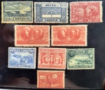 Brasil, 1915 a 1923 - 9 Selos Comemorativos  Inclui Visita do Rei da Bélgica com e sem filigrana (RHM C-13 e C-13 Es) + Tricentenário de Cabo Frio (C-10) + Tricentenário de Belém (C-11) + Centenário da Revolução de Pernambuco (C-12) + Centenário da Independência e Exposição Nacional do Brasil (C-14 a C-16) + Entrada do Exército Pacificador na Bahia (C-17) - Novos (5 Fotos)