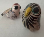 MEXICO - Duas Belissimas esculturas representando Passaros , de Origem Mexicana .Assinado . Medida : 7x5 cm .