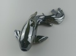 Linda escultura representando peixe, usado como floreira de parede, na cor VERDE ESCURO . Medindo 29 cm de comprimento.