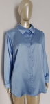 Linda Blusa de manga longa em cetim , na cor azul claro . Tamanho : 0XL