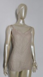 RICHARDS PURO LINHO - Blusinha bege em tom off-white , com decote em V , alças reguláveis . Tamanho : P