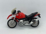 Miniatura Motocicleta BMW 1100 GS, com suspensão flexível. Item no estado conforme fotos. Carrinho de Coleção.