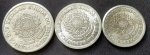 AV1335A - Lote com 3 Moedas Aluminio - 50 Cts - 1960 - 1 e 2 Cr$ - 1961 - REVERSO INCLINADO - Excelentes Peças
