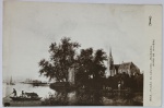 Antigo Cartão Postal P&B  Pintura "Bord de Rivière" de Salomon van Ruysdael (Museu do Louvre)