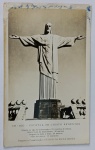 Raro Foto Postal Época (c. 1930/1940) Estátua do Cristo Redentor com Ficha Técnica de Construção