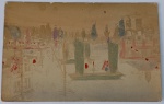 Raríssimo Cartão Postal Japonês Antigo (c. 1905/1915) Vista Aquarelada de Porto  Era Meiji / Taisho
