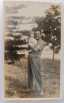 Foto Época Datada (1946) Pai com Bebê Cristina em Jardim com Rica Dedicatória  Borda Canoa