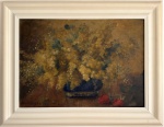 LUCILIA FRAGA (Caetité, BA, 1895  São Paulo, SP, 1979)Óleo sobre tela representando natureza-morta com arranjo floral em vaso, composição delicada e harmoniosa, característica da produção da artista, reconhecida por suas pinturas de flores e seu vínculo com a tradição acadêmica brasileira. Assinada no canto inferior esquerdo. Emoldurada. Medida da obra 33 x 46 cm. Medida total 46 x 59 cm.