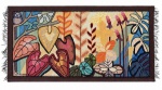EILA AMPULA (Finlândia, 1916  Rio de Janeiro, 2008). Tapeçaria com composição abstrata de motivos florais e folhagens estilizadas, em rica combinação de cores e contornos marcantes. Assinada no canto inferior esquerdo.Medidas: 105  208 cm.