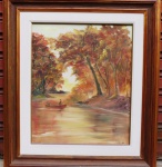 SONIA APELFELD. " Paisagem", óleo sobre tela, assinado e datado 1992 no C.I.D. . Med.97 x 85/66 x 54 cm. RETIRADA POR CONTA DO ARREMATANTE NO GALPÃO EM SÃO CRISTOVÃO COM AGENDAMENTO.