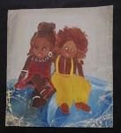 Pintura Óleo sobre lona " Crianças" autor não identificado. sem moldura. Med. 30cm x 35cm. No estado