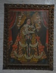 Cusquenho. "Nossa Senhora com menino Oleo sobre Eucatex. Medidas. 79X57