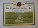 Colecionismo - Ações da Cariri Industrial de Óleos S.A - Datado 1974.