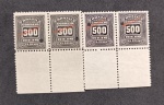BRASIL - X32/34 1906 - `TAXAS SPECIMEN` - LOTE COM UM PAR SPECIMEN 300 RÉIS, E UM PAR SPECIMEN 500 RÉIS 