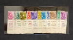 ISRAEL 1955/57 - 12 TRIBOS DE ISRAEL - LOTE COM A SÉRIE COMPLETA COM `TABS`. CADA TAB COM UMA MENSAGEM SAGRADA PARA O POVO DE ISRAEL 