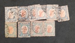 BRASIL - 79- TINTUREIRO 1891 - ALEGORIAS DA REPUBLICA   - LOTE COM 10 UNID. PARA ESTUDO , COM CARIMBOS 