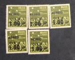 BRASIL A-35 1944 - LOTE OM 5 UNID. COM GOMA PLENA  - 200UFS
