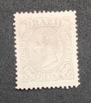 BRASIL - 59 1883- D.PEDRO II - SELO DE 100 RÉIS COM LINHAS HORIZONTAIS , NOVO C/ MARCA DE CHARNEIRA  - 350UFS