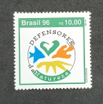 BRASIL SP-1 1996 - DEFENSORES DA NATUREZA - SELO COM GOMA PLENA - ESCASSO - 40UFS
