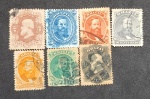 BRASIL 23/29 - 1866- D. PEDRO II - LOTE COM 7 VALORES , COM CARIMBO, SEM AS VARIEDADES 104 UFS