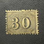BRASIL 13B - 1866 - VERTICAIS E COLORIDOS DENTEADOS - SELO 30 RÉIS PRETO, NOVO COM CHARNEIRA - ESCASSO - 950UFS