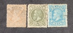 BRASIL - 48,49,50 1881 - D.PEDRO II - LOTE COM 3 VALORES CABEÇA PEQUENA COM CARIMBO - 450UFS
