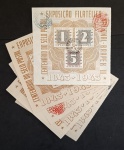 BRASIL - B-09 - BRAPEX II 1943 - CENTENARIO DO SELO POSTAL - LOTE COM 5  BLOCOS COMEMORATIVOS , EMITIDOS SEM GOMA - 650UFS