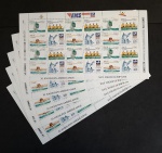 BRASIL - C 1727 - 1729 1991 - JOGOS PANAMERICANOS - 5 FOLHAS COMPLETAS C/GOMA PLENA - 120UFS