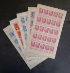 BRASIL - 342, 353, 505, 503, 507 - DATAS DIVERSAS - LOTE COM 5 FOLHAS COMPLETAS COM 25 UNID. CD - COM GOMA PLENA - 90UFS