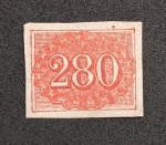 BRASIL Nº21 1854/61 - COLORIDOS  - BELO EXEMPLAR DE 280 RÉIS VERMELHO, COM BELAS MARGENS  NOVO COM MARCA DE CHARNEIRA E SEM GOMA - 330 UFS