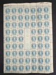 BRASIL - C125 - 1937 - BICENTENARIO DO RGS - FOLHA COMPLETA COM 60 UNID., COM ROSET NO CENTRO, COM GOMA PLENA  - OBS: PEQUENO DESPEGUE DE PICOTE Á DIREITA NA MARGEM D FOLHA - GOMA ORIGINAL  AMARELO ESCURO USADA NA ÉPOCA. 360 UFS