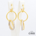 CONDIÇÃO ESPECIAL: 3x SEM JUROS: VIVARA - Brincos Argola em Ouro Amarelo e Branco 18K com Diamantes,