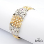 CONDIÇÃO ESPECIAL: 3x SEM JUROS:Pulseira em Platina com Rubis e Aprox. 1,15 Cts de Diamantes, Lapida