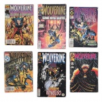 Lote com 6 revistas em quadrinhos WOLVERINE, edições variadas, com capas coloridas e ilustrações originais. Apresentando marcas naturais de manuseio e do tempo. Medida da maior 21 cm x 13,5 cm.