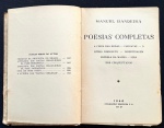 livro - Poesias Completas - Manuel Bandeira - Civilização Brasileira - 1940 - 1ª ed. -  178p. - brochura com manchas nas bordas da capa - miolo levemente amarelado - (19,5x13)cm.