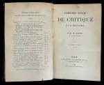 livro - Derniers essais de Critique et D´histoire - H. Taine - Hachette - 1896 - idioma francês - 263p. - encadernação antiga com marcas do tempo - miolo levemente amarelado - (18x11,5)cm.
